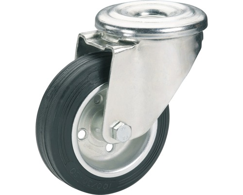 Roulette pivotante Tarrox 100x30 mm avec pneus pleins en caoutchouc jusqu’à 75 kg Roue pivotante avec bandage en caoutchouc