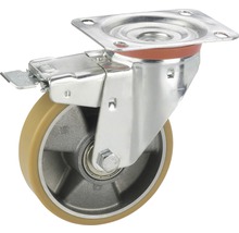 Roue pivotante avec frein et platine de fixation