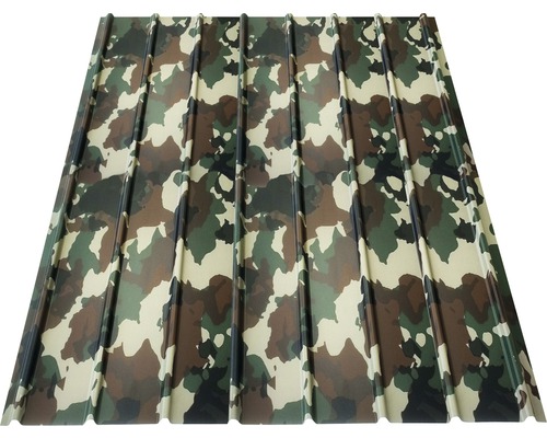 Tôle trapézoïdale PRECIT H12 camouflage 3700 mm x 910 mm x 0,4 mm Tôle trapézoïdale PRECIT H12 camouflage 3700 mm x 910 mm x 0,4 mm
