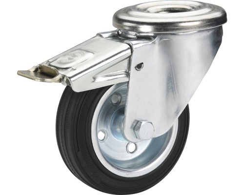 Roulette pivotante blocable Tarrox 100x30 mm avec pneus pleins en caoutchouc jusqu’à 75 kg