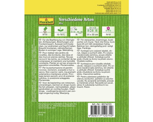 Verschiedene Arten Mischung Saatguttüte für Steingärten und Trockenmauern