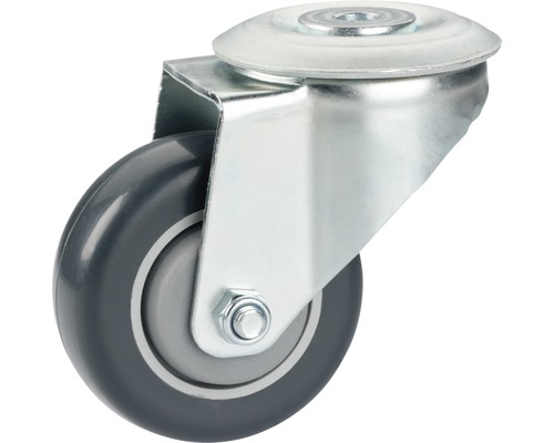 Roulette pivotante Tarrox 100x32 mm avec surface de roulement TPE jusqu’à 190 kg Roue pivotante avec platine de fixation