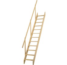 Escalier à limon latéral escalier de meunier Pertura Calypso épicéa massif sans contremarches droit 12 marches / 13 pas de marche-thumb-0