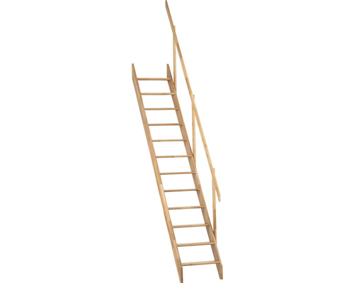 Escalier de grenier en bois avec rampe