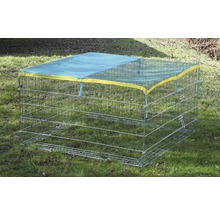 Enclos extérieur en fil métallique avec couverture partiellement imperméable pour petits animaux dans le jardin