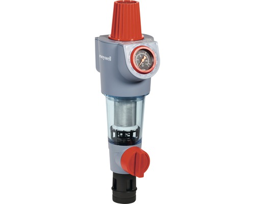 Combinaison de filtres Resideo PRIMUS-PLUS FKN74CS-1A sans pièce de raccordement Réducteur de pression avec manomètre pour utilisation dans les systèmes d''adduction d''eau domestique