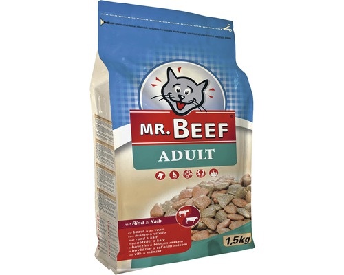 Katzenfutter trocken MR. BEEF Adult Rind und Kalb 1,5 kg