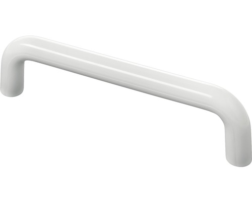 Poignée de meuble en plastique blanc Ø 10 mm, distance entre les trous 96 mm, Lxh 105/28 mm