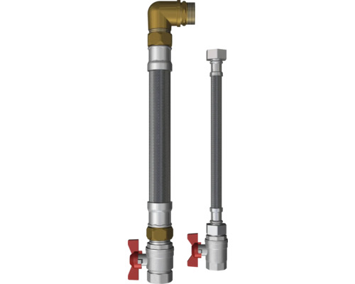 Deux tuyaux sanitaires avec robinets d''arrêt