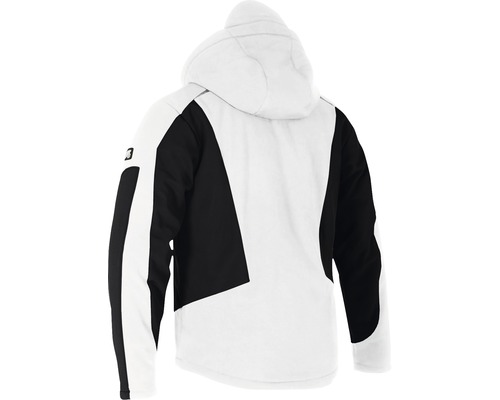 Vue arrière d''une veste à capuche avec un motif en noir et blanc