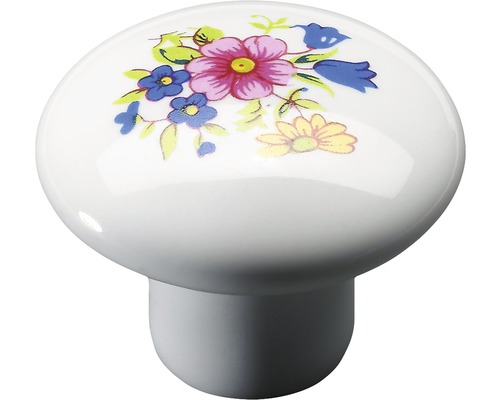 Bouton de meuble porcelaine blanc Øxh 35x28 mm