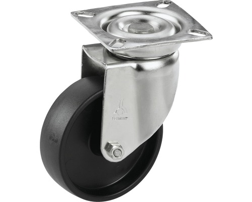 Roulette pivotante pour appareils Tarrox en acier inoxydable jusqu’à 50 kg, 50x19 mm, dimensions du plateau 60x60 mm