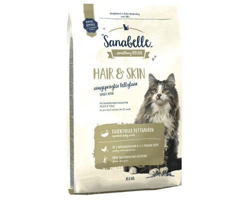 Nourriture pour chats sèche Sanabelle Hair & Skin 10 kg Sanabelle Aliments pour chats Hair and Skin, conditionnement de 10 kilogrammes