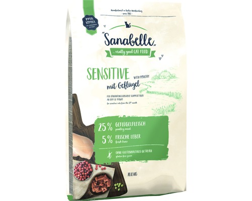 Croquettes pour chats, Sanabelle Sensitive Volaille 10 kg Sanabelle Sensitive avec volaille, nourriture sèche pour chat en sac de 10 kilogrammes