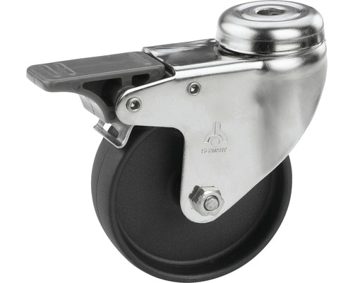 Roulette pivotante pour appareils Tarrox en acier inoxydable blocable jusqu’à 60 kg, 75x25 mm