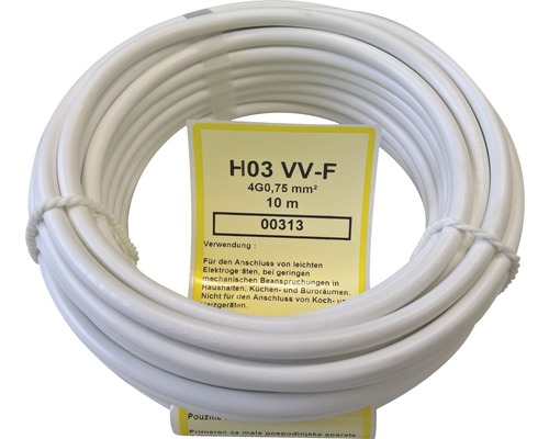 Tuyau flexible H03 VV-F 4G0,75 mm² 10 m blanc