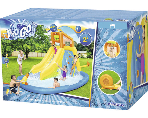 Verpackung des aufblasbaren Bestway H2OGO! Wasserparks mit Rutsche und Pool für Kinder