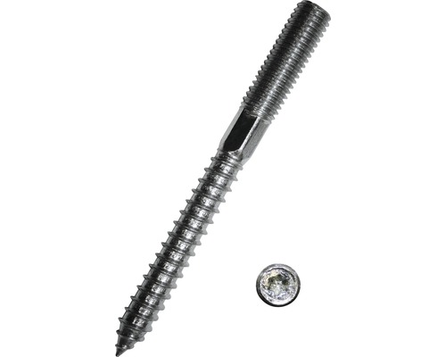 Stockschraube m. I-Stern 8x100 mm galv. verzinkt, 50 Stück Doppelgewindeschraube mit metrischem Gewinde und Holzgewinde