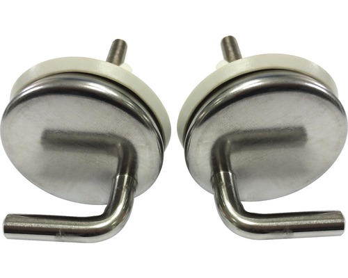 Zwei WC-Sitzbefestigungen aus Edelstahl