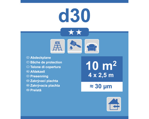 Abdeckplane d30, 4 x 2,5 Meter, 10 Quadratmeter