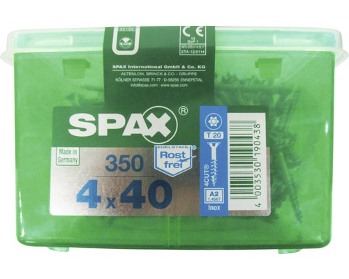 Spax Schrauben Edelstahl Rostfrei 4 x 40 Millimeter, 350 Stück
