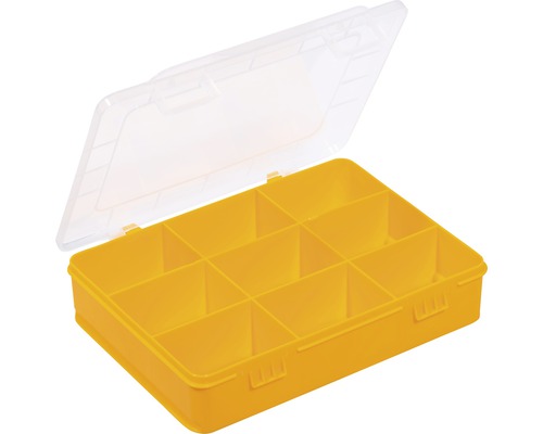 Organisateur boîte à assortiment avec 9 compartiments, jaune