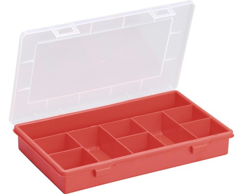Organisateur boîte à assortiment avec 9 compartiments, rouge