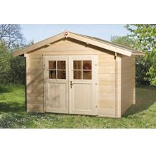 Holzgartenhaus mit Doppeltür und Fenstern