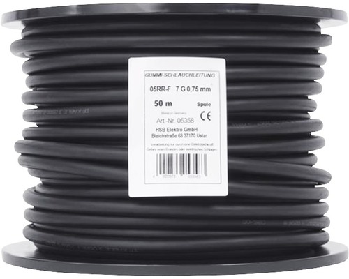 Câble flexible en caoutchouc 05RR-F 7x0,75 noir au mètre