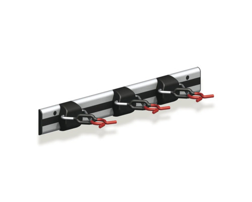 Alfer Gerätehalter-Schiene m. 3 Haltern, 500 mm, silber-schwarz-rot Werkzeughalterleiste mit vier Haltern zur Aufbewahrung von Werkzeugen