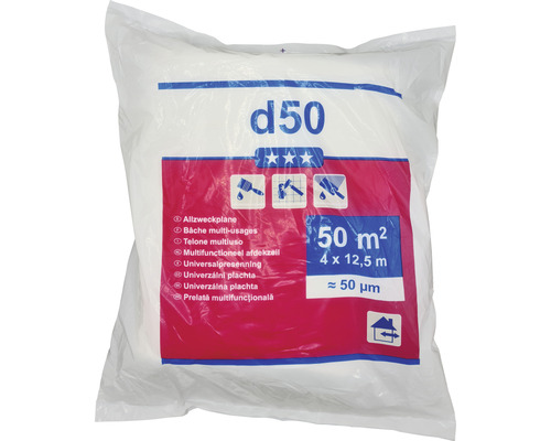 Bâche polyvalente, 50 mètres carrés, emballée