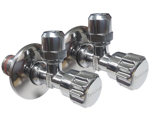 2 robinets d'équerre 1/2" auto-étanchéifiant Deux robinets d''arrêt d''angle en métal