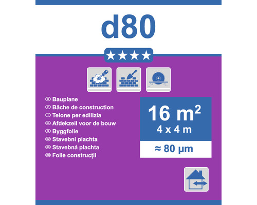 Bâche de construction d80 d''une surface de 16 mètres carrés