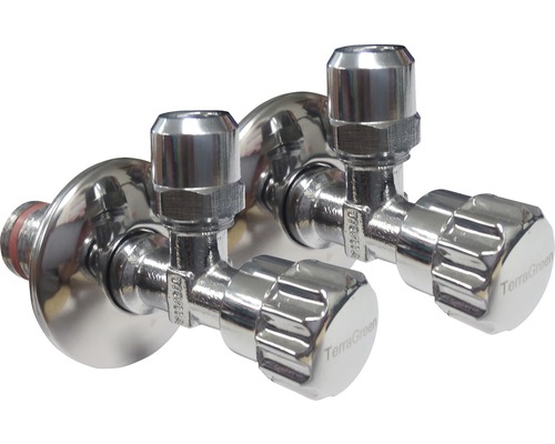 Zwei Eckregulierventile aus Metall