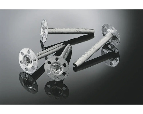 Mehrere Dämmstoffdübel mit Metallschaft und Teller