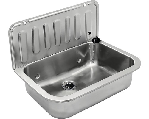 Évier déversoir avec bonde Differnz 49,5 cm acier inoxydable sans grille support Évier en acier inoxydable avec protection anti-éclaboussures