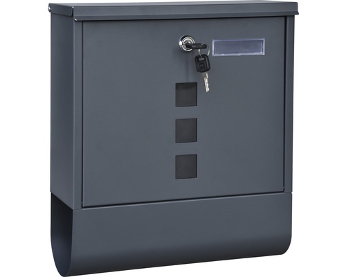 Boîte aux lettres tôle d'acier revêtu par poudre inoxydable lxhxp 305/96/335 mm anthracite avec clapet + boîte à journaux + étiquette de nom