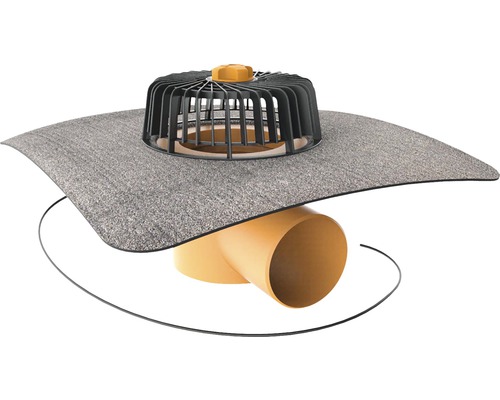 TopWet Dachgully horizontal mit integrierter beheizbarer Bitumen-Manschette NW 125 H = 121 mm