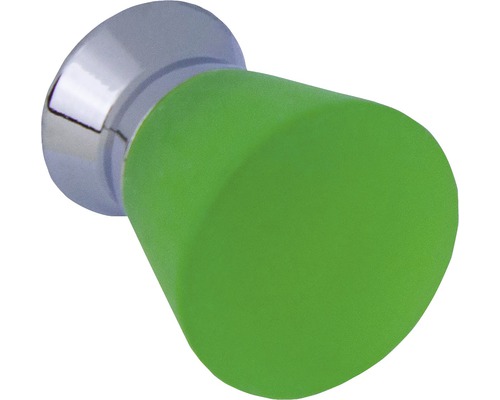 Bouton de meuble plastique vert clair/argent ØxH 25/23 mm