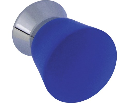 Bouton de meuble plastique bleu/argent ØxH 24/30 mm