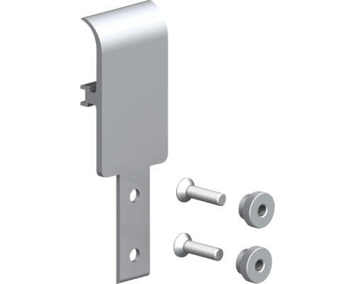 Plaque de fixation Alfer coaxis® l 3,55 x h 10,5 cm, aluminium brut, 2 pièces Couvercle métallique avec vis et écrous