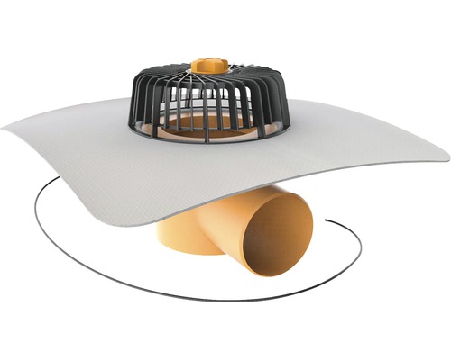Avaloir de toit TopWet horizontal avec manchette PVC chauffante intégrée DN 110 h = 121 mm