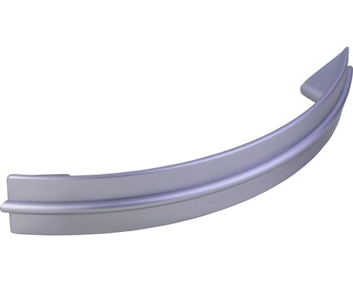 Poignée de meuble arc en plastique argent laqué, distance entre les trous 128 mm, Lxh 172/38 mm
