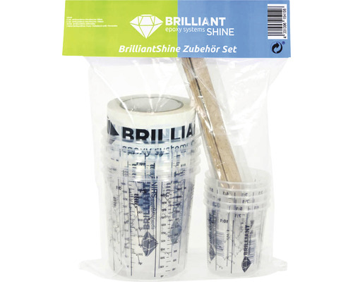 BrilliantShine Zubehör Set mit Messbechern, Klebeband und Rührstäben