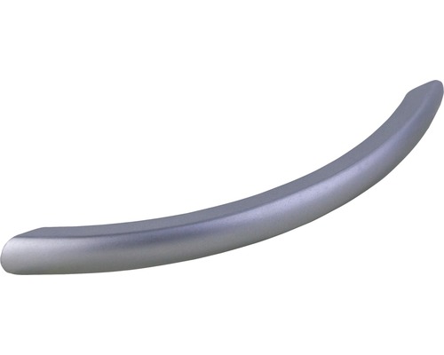 Poignée de meuble arc en plastique argent laqué, distance entre les trous 128 mm, Lxh 151/24 mm
