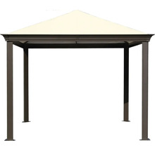 Tonnelle de jardin avec une base rectangulaire et un toit en tissu