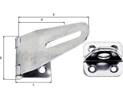 Türriegel aus Metall mit Abmessungsangaben