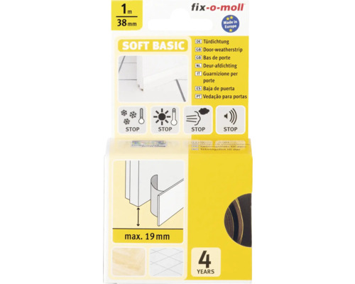 fix-o-moll Türdichtung SOFT BASIC selbstklebend braun 1 m x 38 mm Türdichtung, ein Meter lang und 38 Millimeter breit