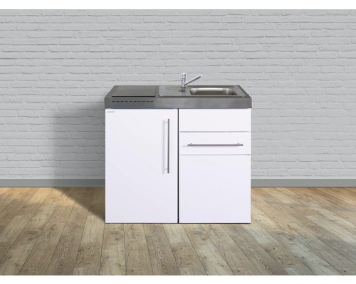 Stengel-Küchen Miniküche mit Geräten Premiumline 100 cm weiß glänzend montiert Variante rechts