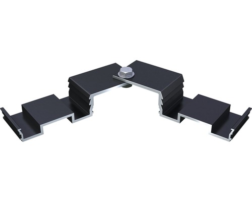 Variabler Eckverbinder für CLIP-Schiene (BIG- / TWIXT- / Isostep H) inkl. Schraube Eckverbinder für Solarmodule mit Schraube